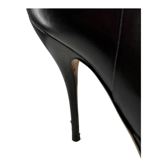 Black Nappa Platform Zip Bootie Stiletto Night Out Moto Gucci Steve EU36 - Picture 10 of 12